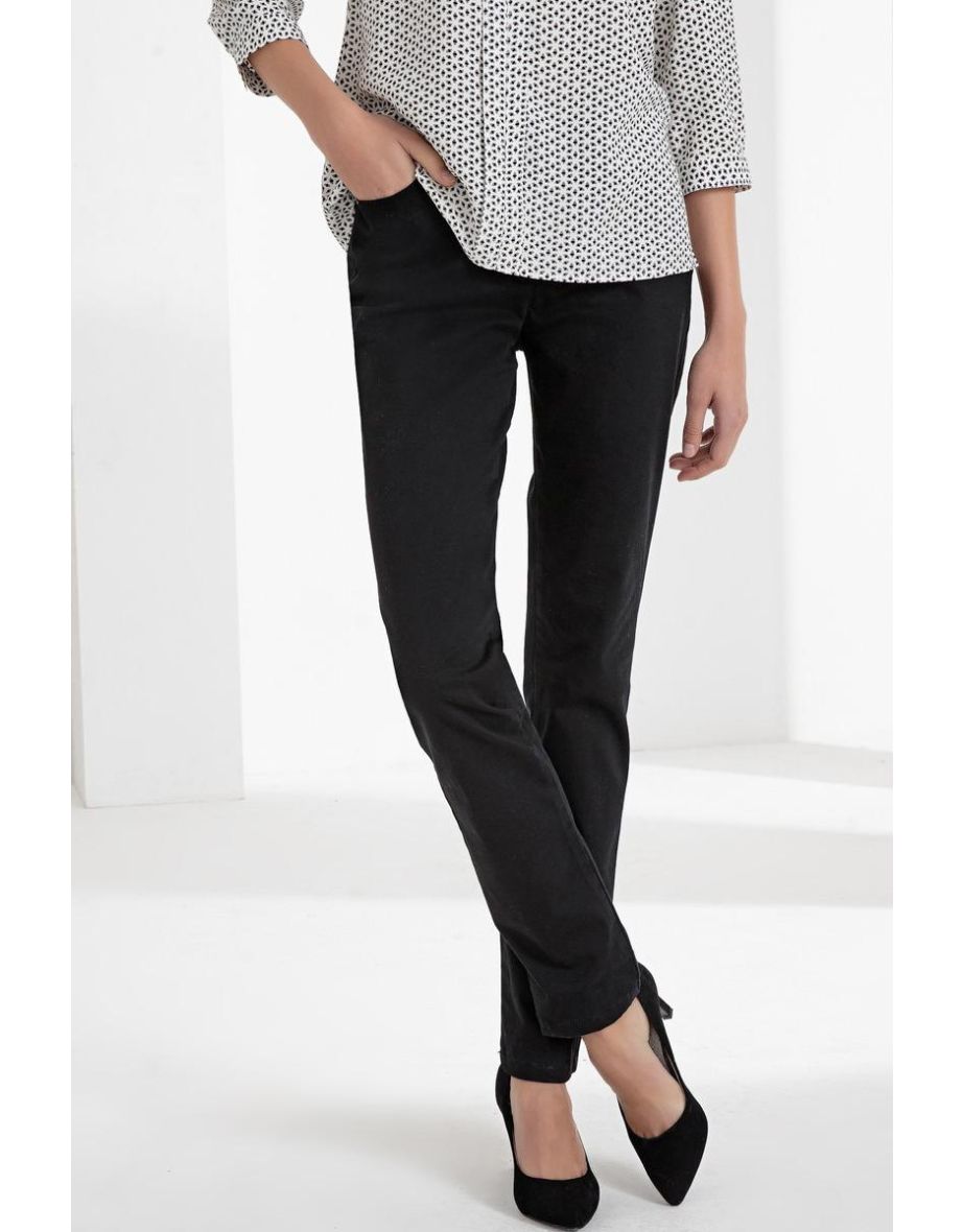 5-Pocket Stretch Cotton Straight Trousers