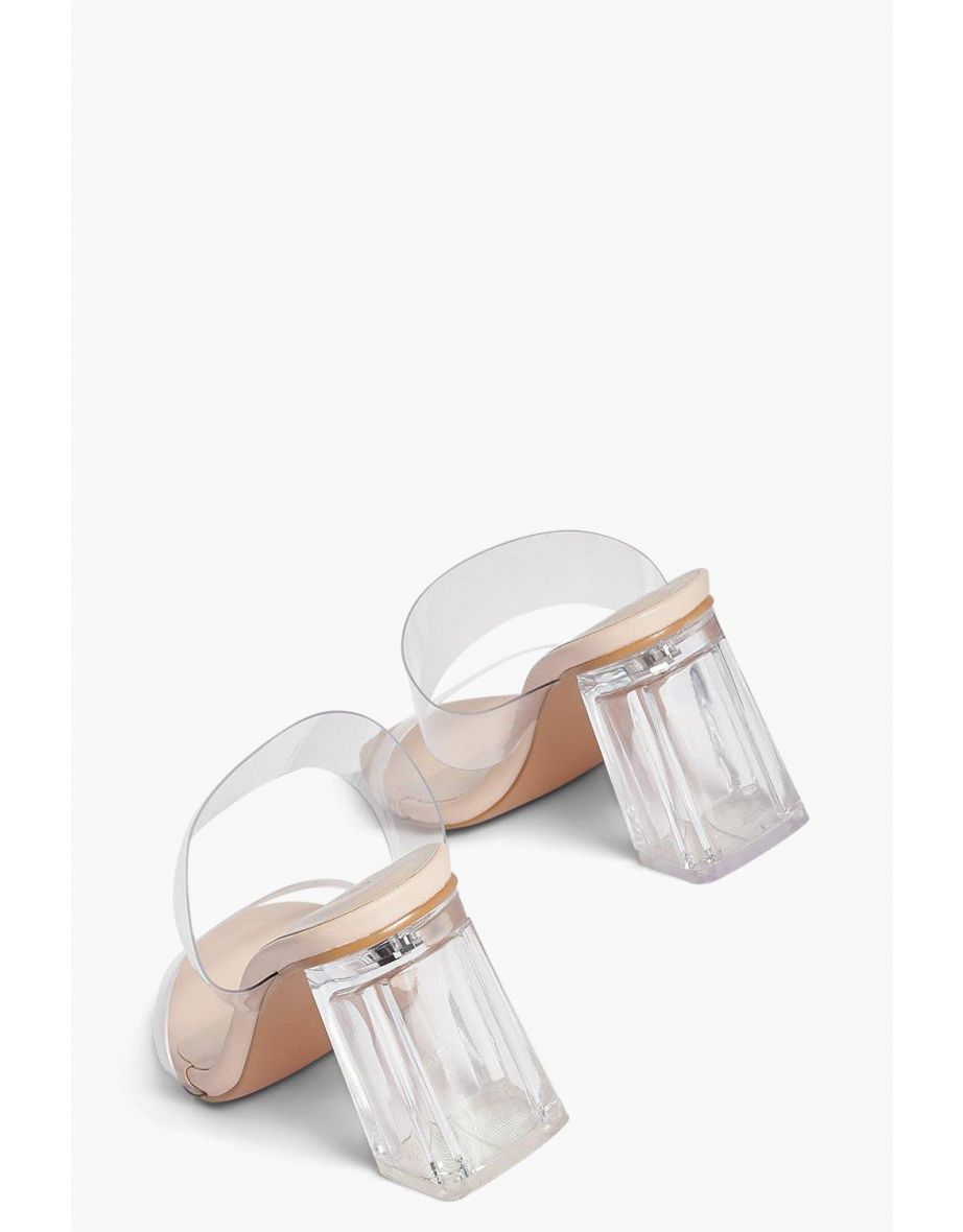 Wide Fit Clear Heel Mules - nude - 3
