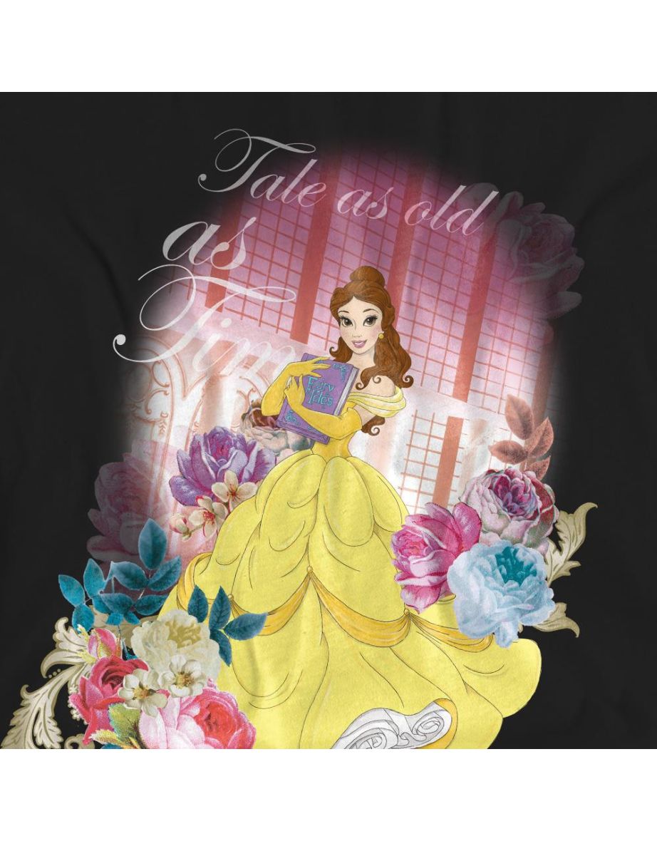 Beauty And The Beast Unisex Adult Belle Flowers T-Shirt - Black - 3