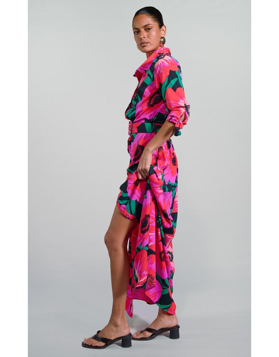 Dove Dress in Pink on Black Poppy - 4