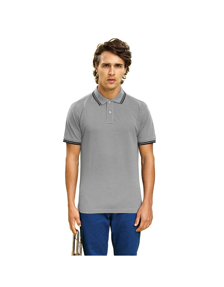 Asquith & Fox Mens Classic Fit Tipped Polo Shirt - Heather Grey/Black - 1