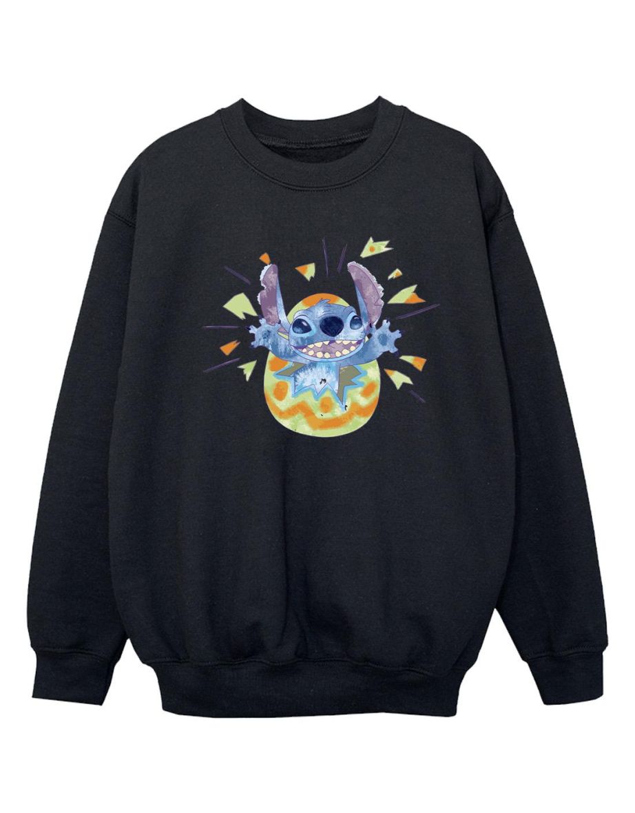 Disney Girls Lilo & Stitch Cracking Egg Sweatshirt - Black