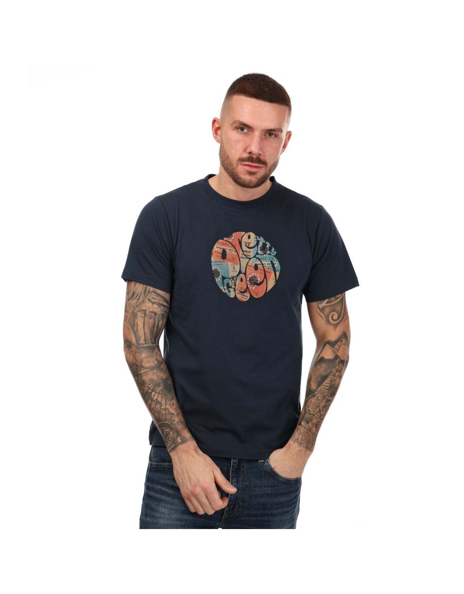 Men's Pretty Green Final Tie Logo T-Shirt in Blue