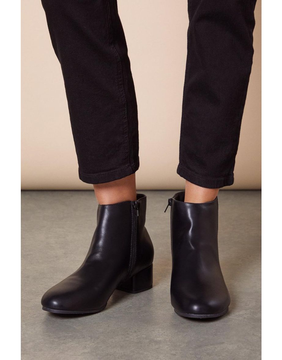 Good For The Sole: Wide Fit Misty Comfort Low Heel Ankle Boots