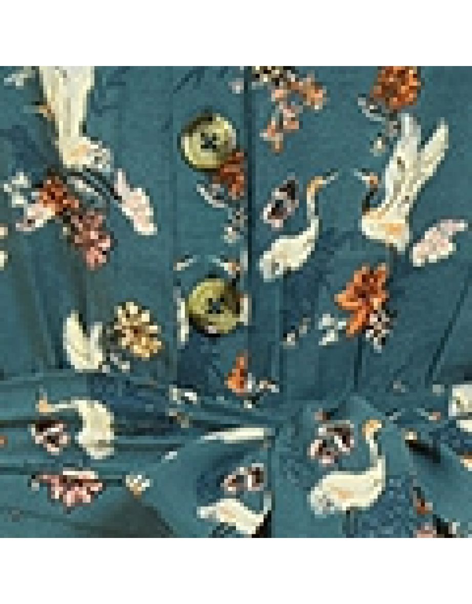 Yumi Teal Crane Print Culotte Jumpsuit - 5