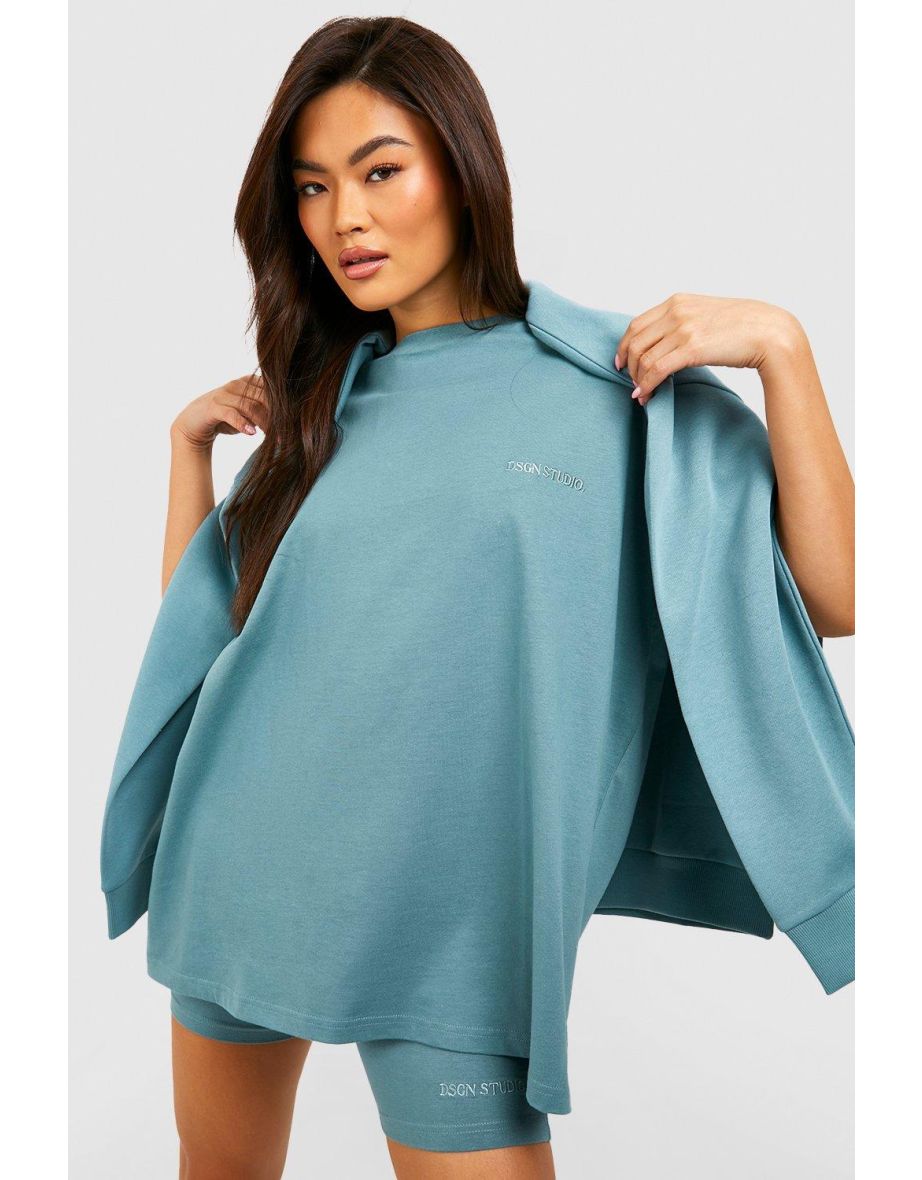 Oversized T-shirt And Cycling Short Set - blue - 3