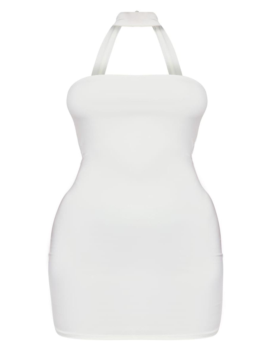 White Slinky Choker Neck Detail Bodycon Dress - 4