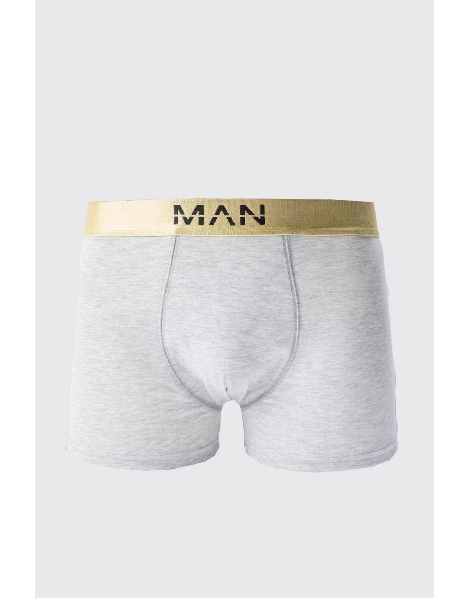 Man Dash Gold Waistband Boxer - grey marl