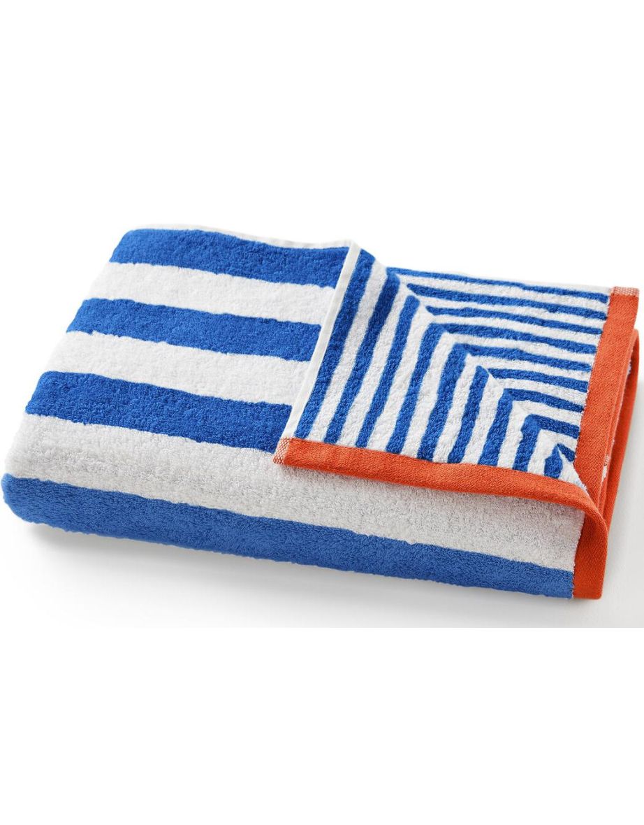 Dani Reversible Stripe 100% Cotton Terry Bath Towel