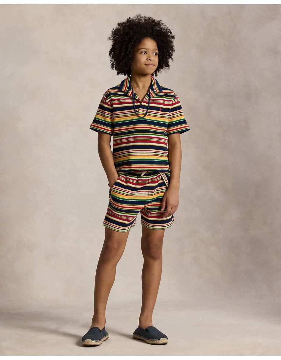 Boys Striped Polo Shirt in Yellow