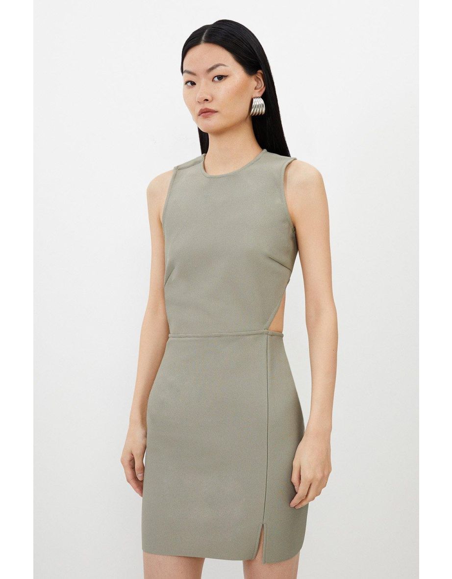 Figure Form Bandage Cut Out Detail Knit Dress