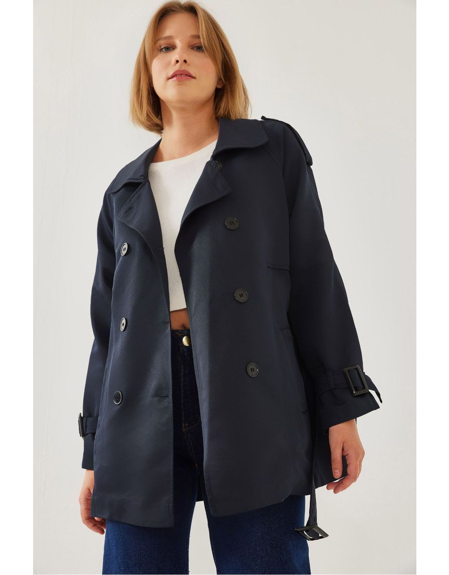 Women's Epaulettes Detail Intermediate Trench Coat