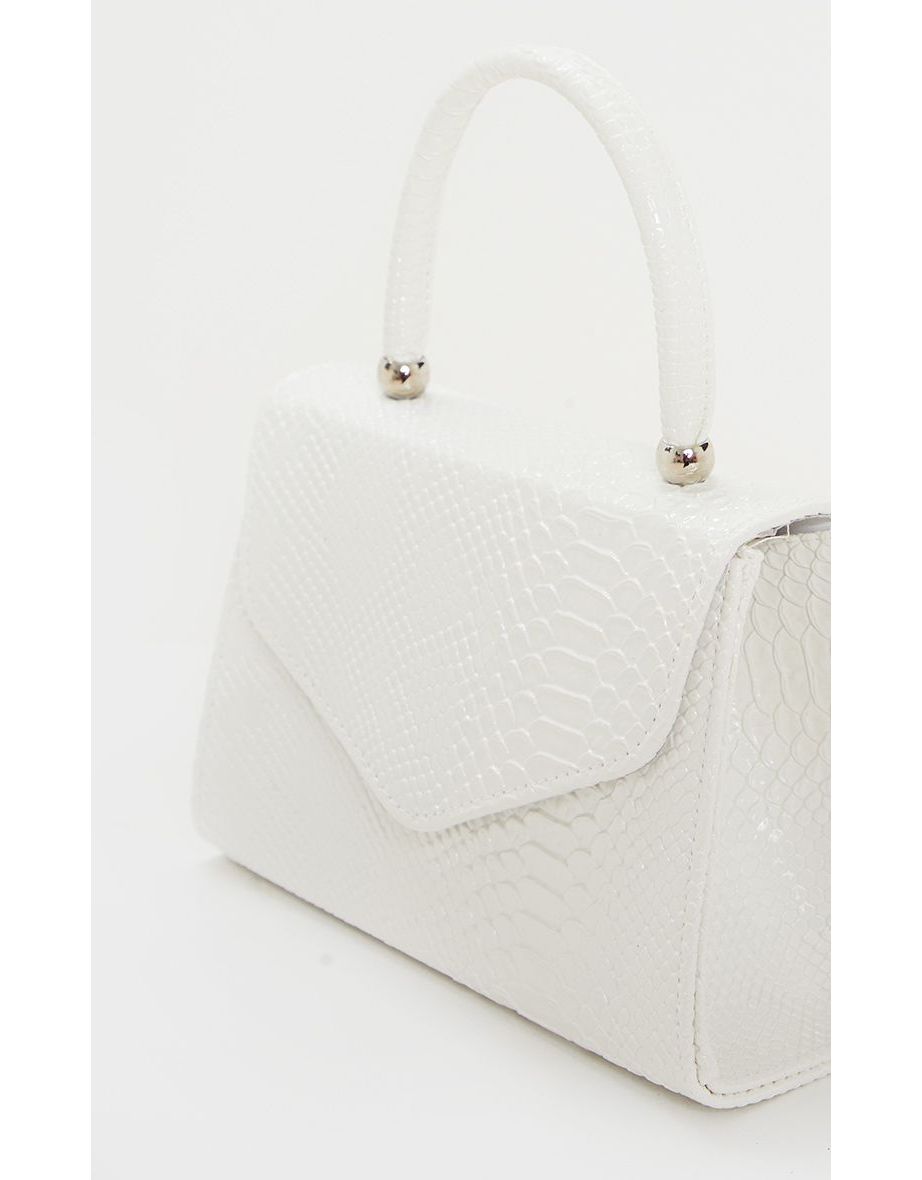 White Croc PU Envelope Grab Bag - 4