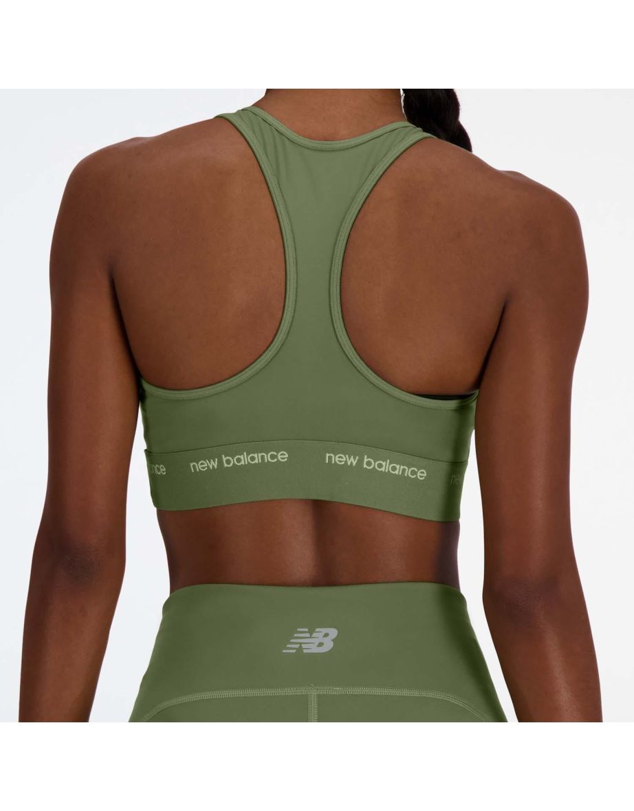 Women's New Balance Sleek Medium Support Sports Bra in Green - 3