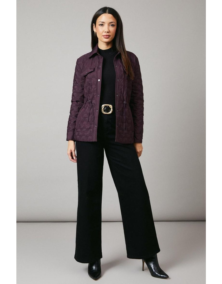 Waist Detail Popper Quilted Jacket - 3