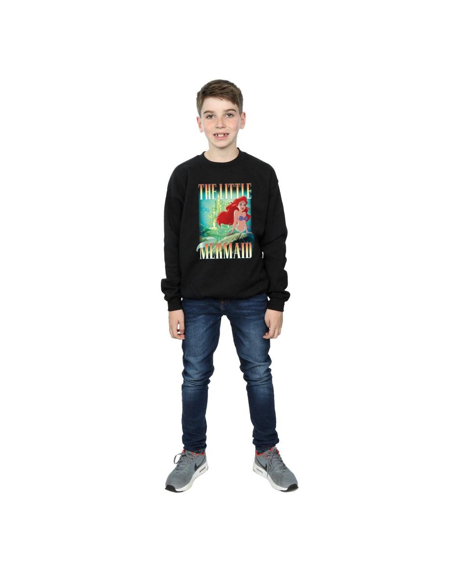 Disney Boys The Little Mermaid Ariel Montage Sweatshirt - Black - 3