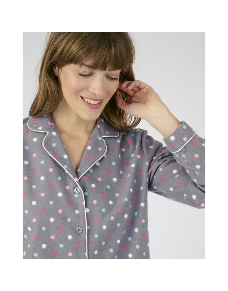 Floral Cotton Flannelette Nightshirt with Long Sleeves - 4