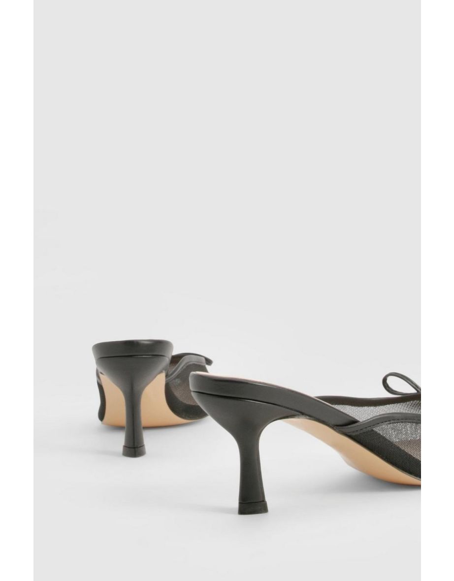 Mesh Bow Detail Court Shoes - 3
