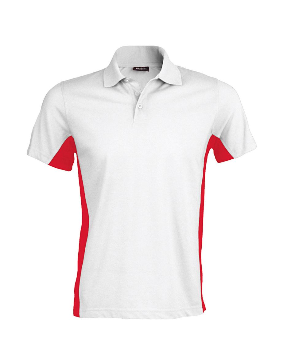 Kariban Mens Short Sleeve Flag Polo Shirt (Dual Colour) - White/Red