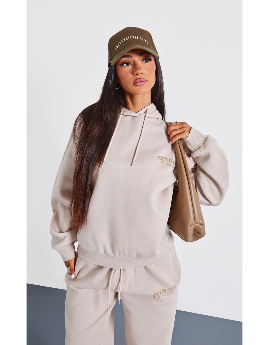 Petite Stone Sports Classic Slogan Oversized Hoodie