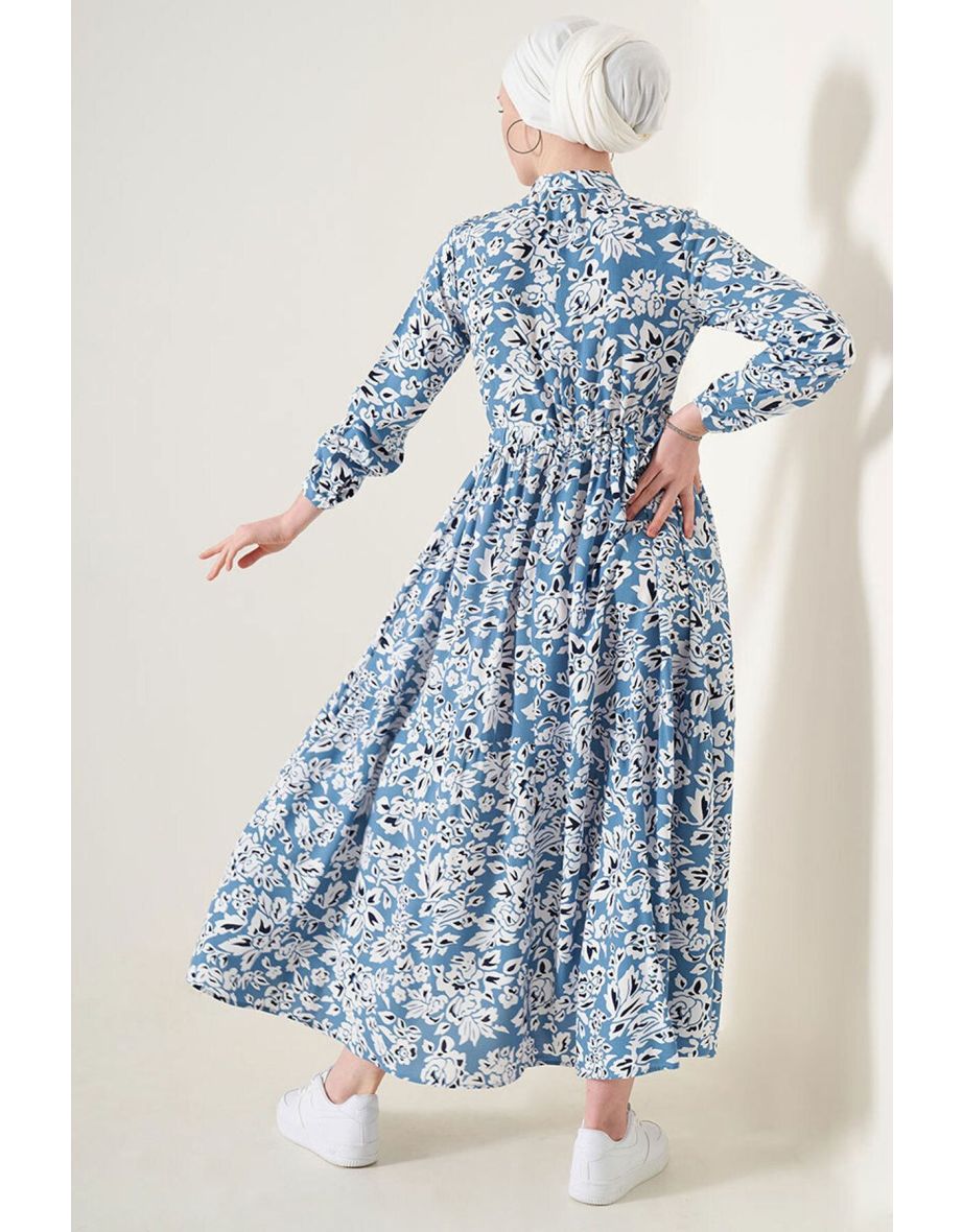 Patterned Collar Dress - 3