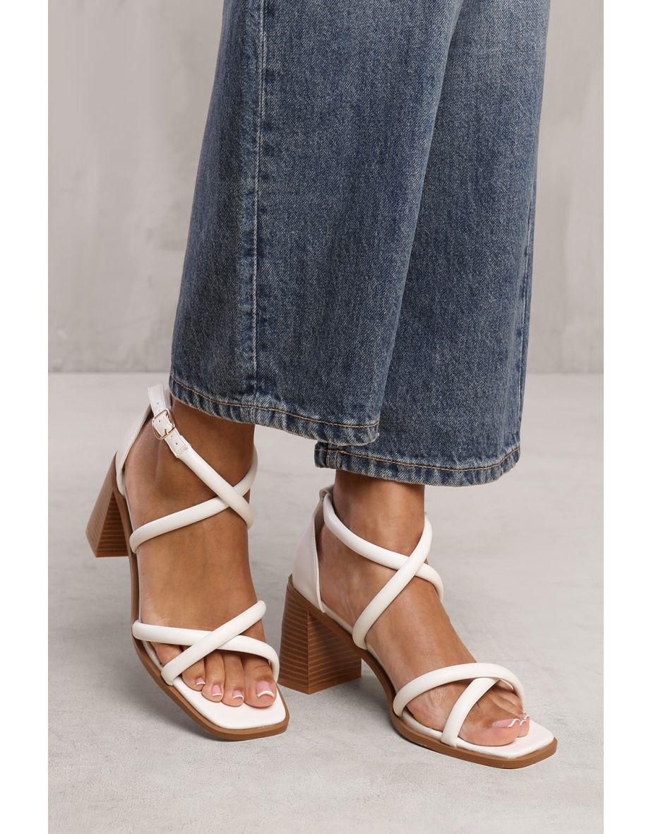ABRIL CROSS OVER MULTI STRAP HEELS IN WHITE FAUX LEATHER