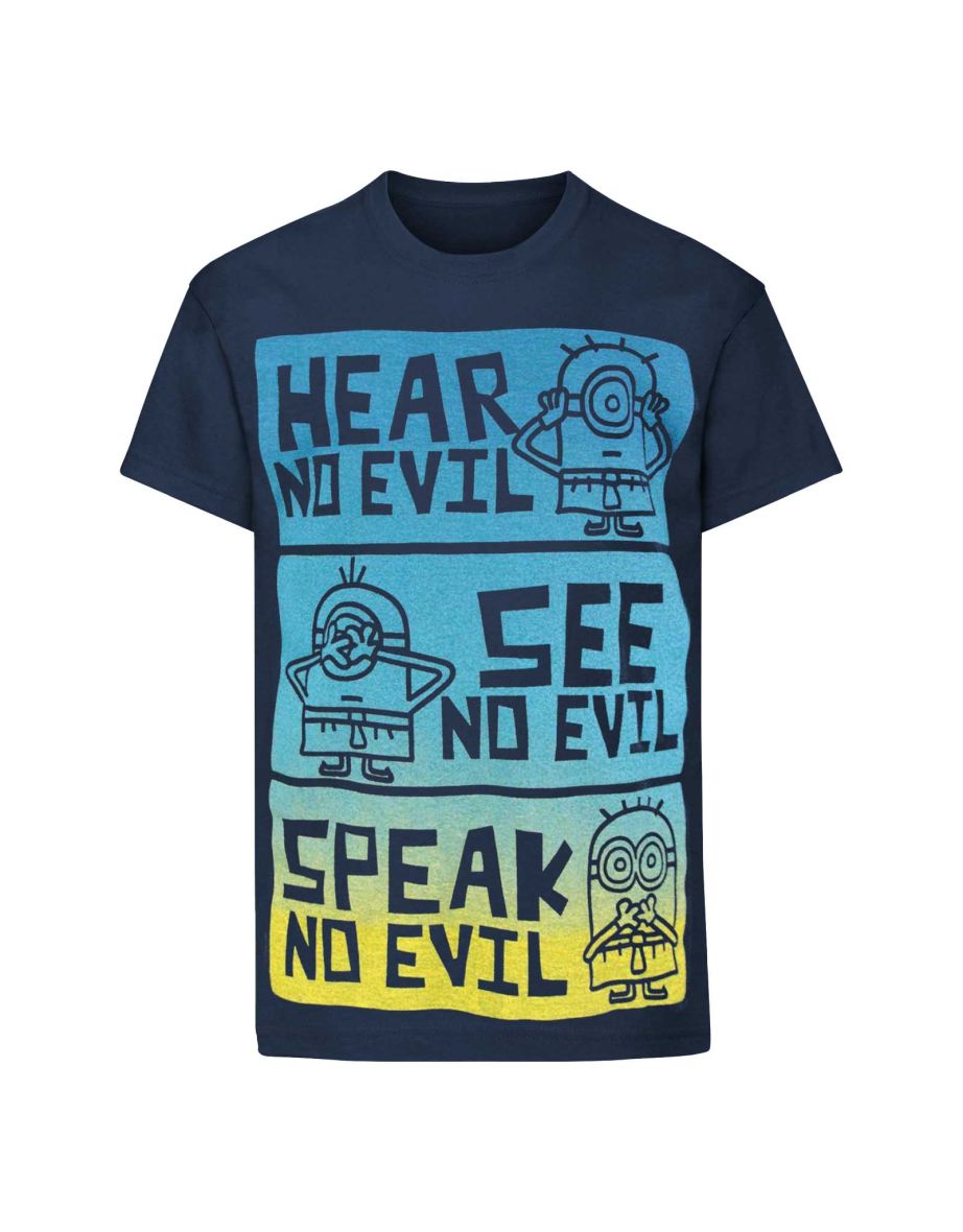 Minions Official Childrens/Kids No Evil T-Shirt - Blue