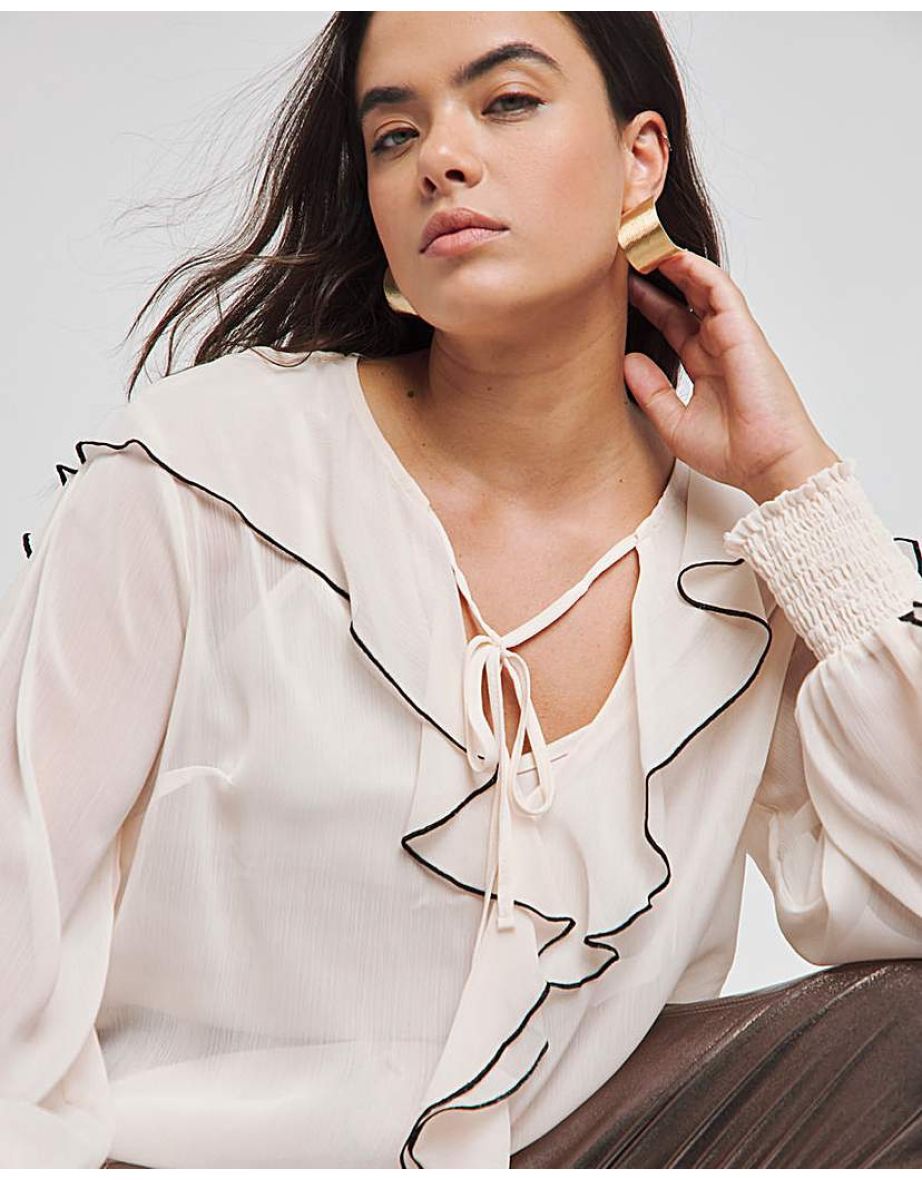 Joanna Hope Crinkle Ruffle Blouse - 3