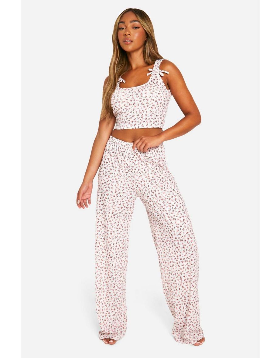 Ditsy Print Vest And Trouser Pj Set - pink