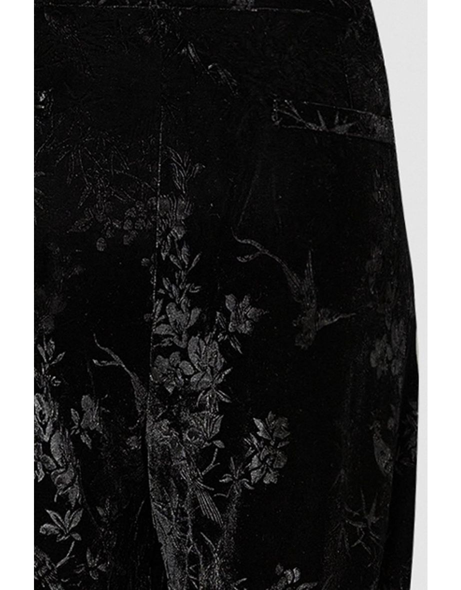 Curve Floral Velvet Tapered Trousers - 1