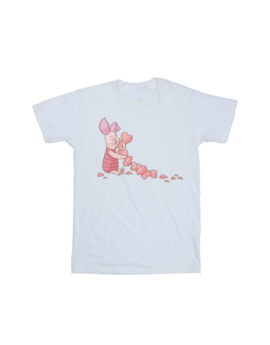 Disney Girls Winnie The Pooh Piglet Chain Of Hearts Cotton T-Shirt - White - 1