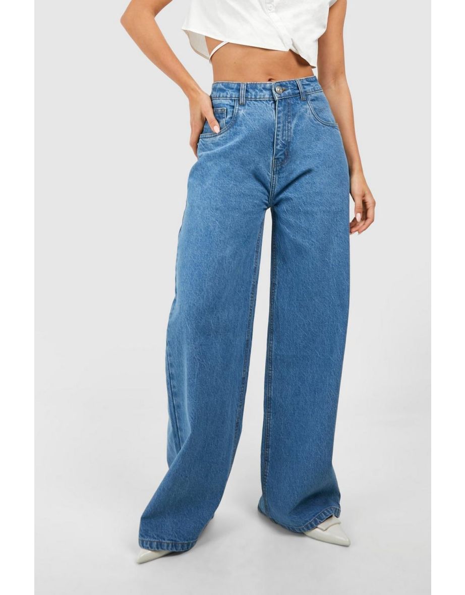 Bright Blue High Rise Jeans - bright blue - 3