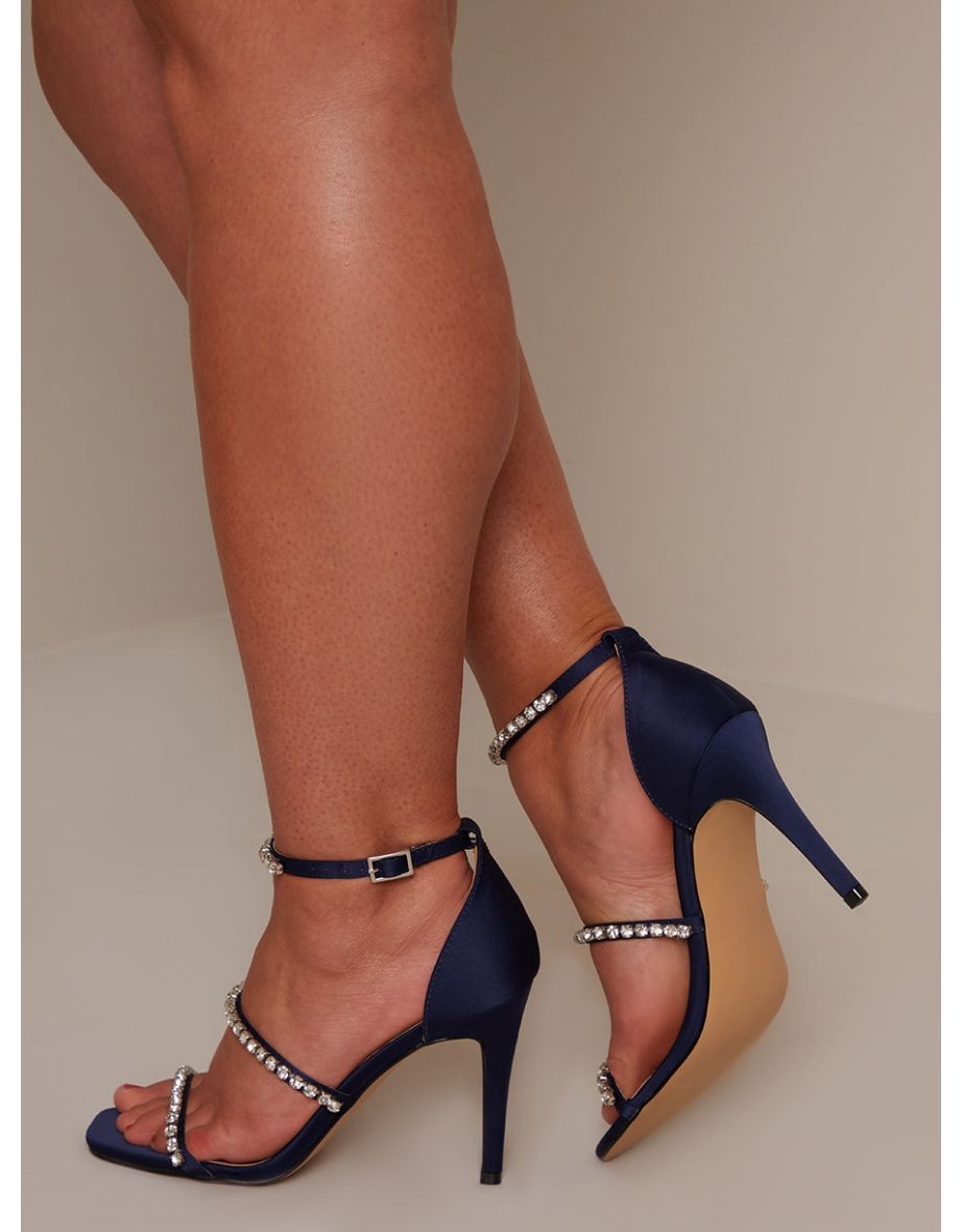 Shop Diamante Strap Heels in Navy Online in Bahrain VogaCloset