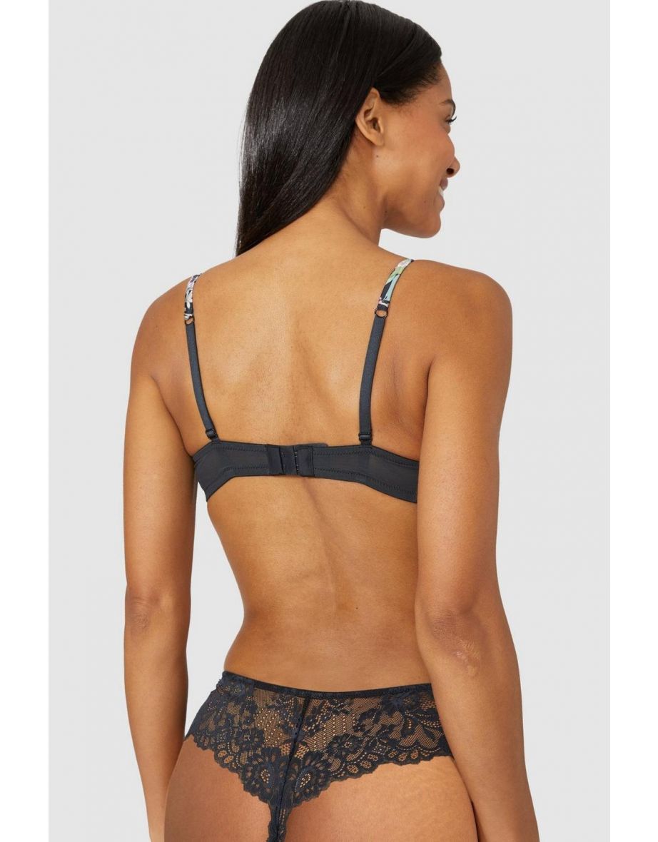 Botanical Floral Plunge Bra - black - 3