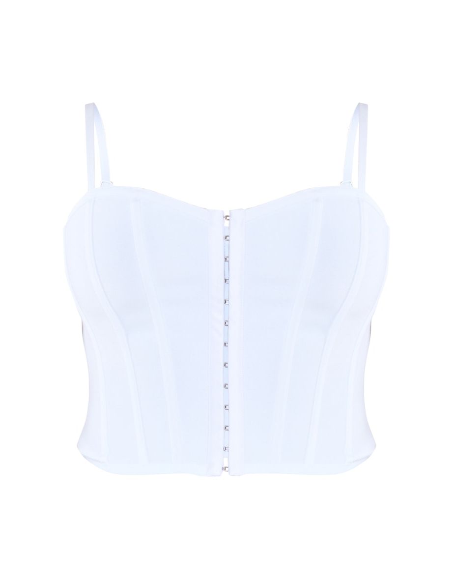 Plus White Bandage Hook And Eye Structured Corset - 4