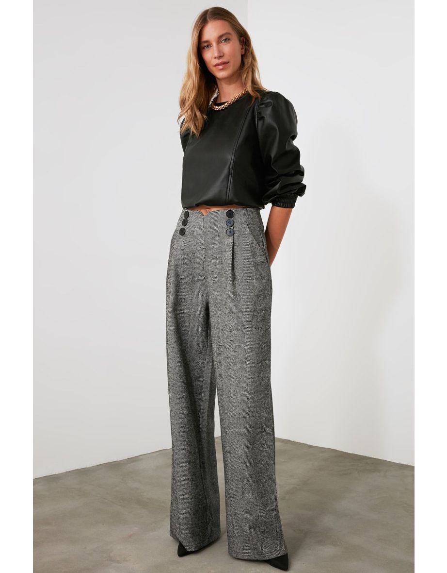 Pants - Gray - Wide leg