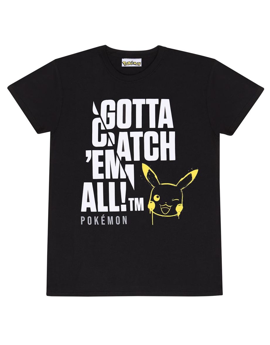 Pokemon Unisex Adult Jumbo Text T-Shirt - Black