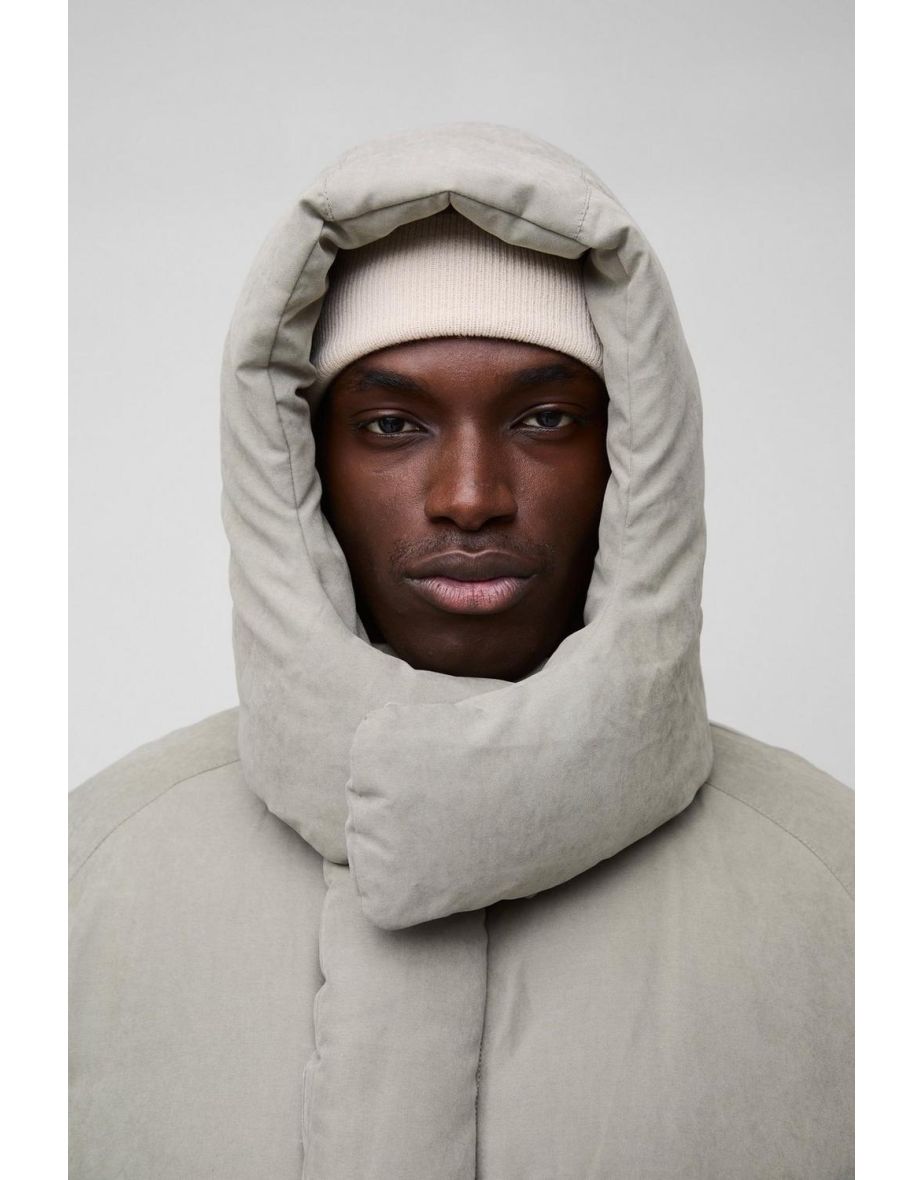 Man Extreme Heavy Padded Hooded Puffer Coat In Stone - stone - 2