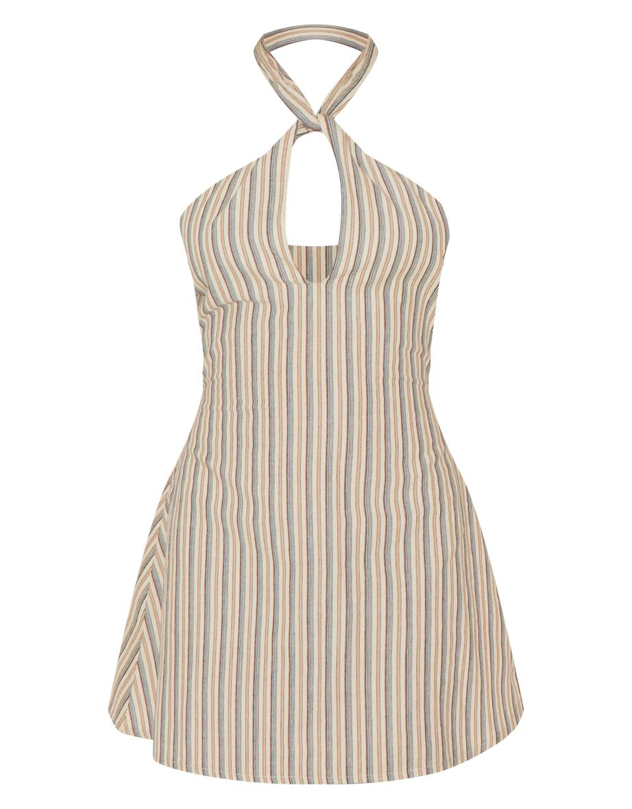 Stone Striped Halterneck Shift Dress - 4