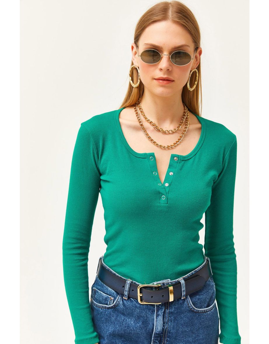 Women's Emerald Green Popped Camisole Blouse