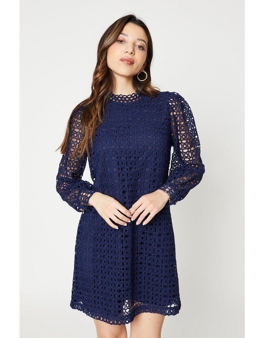 Lace shift dress long sleeve best sale