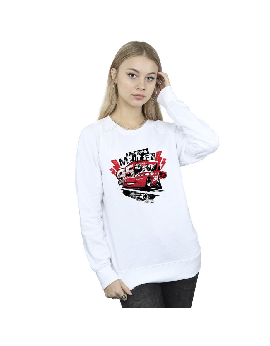 Disney Womens/Ladies Cars Lightning McQueen Collage Sweatshirt - White
