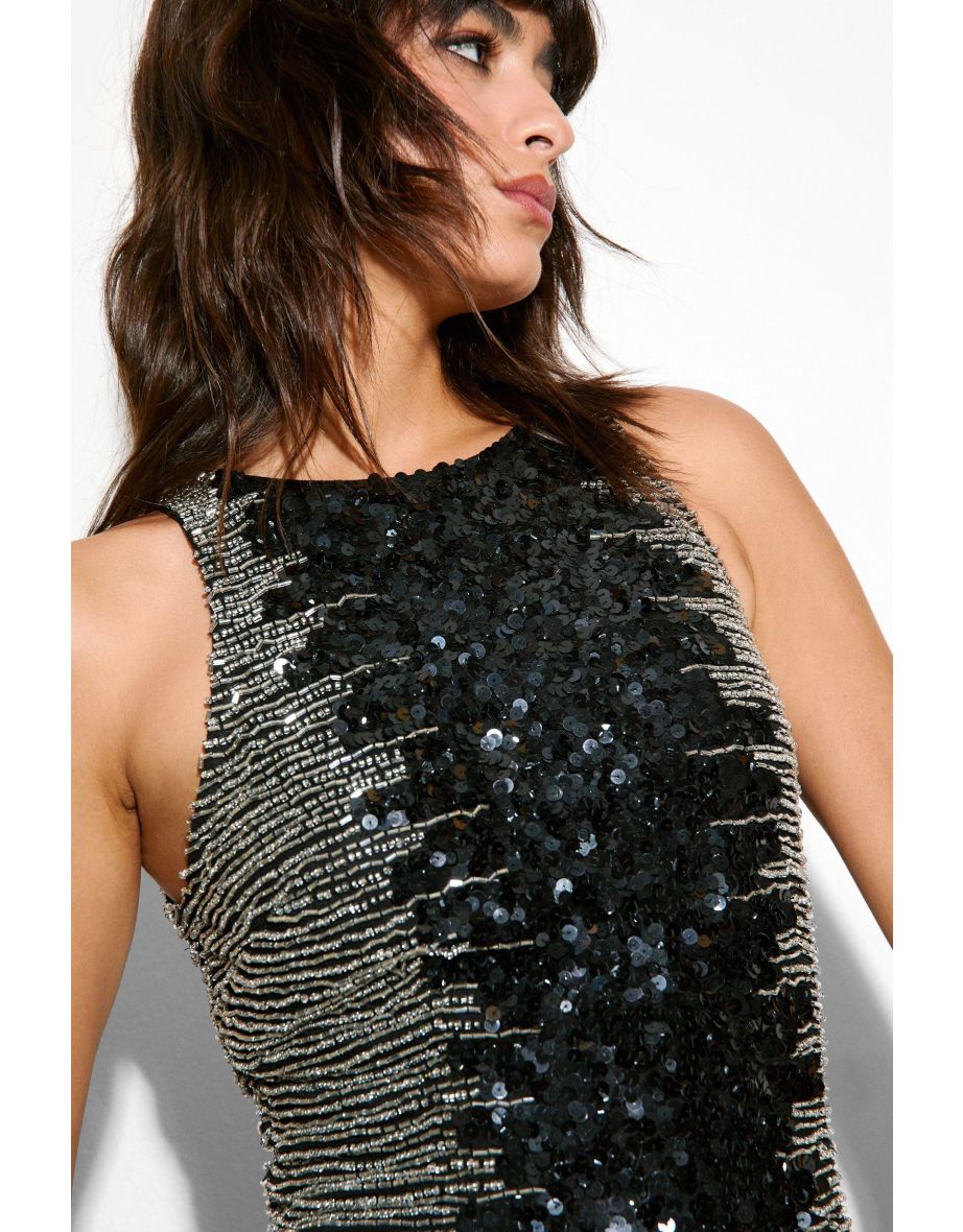Nessa Barrett Embellished Ombre Sequin Bodysuit - 2