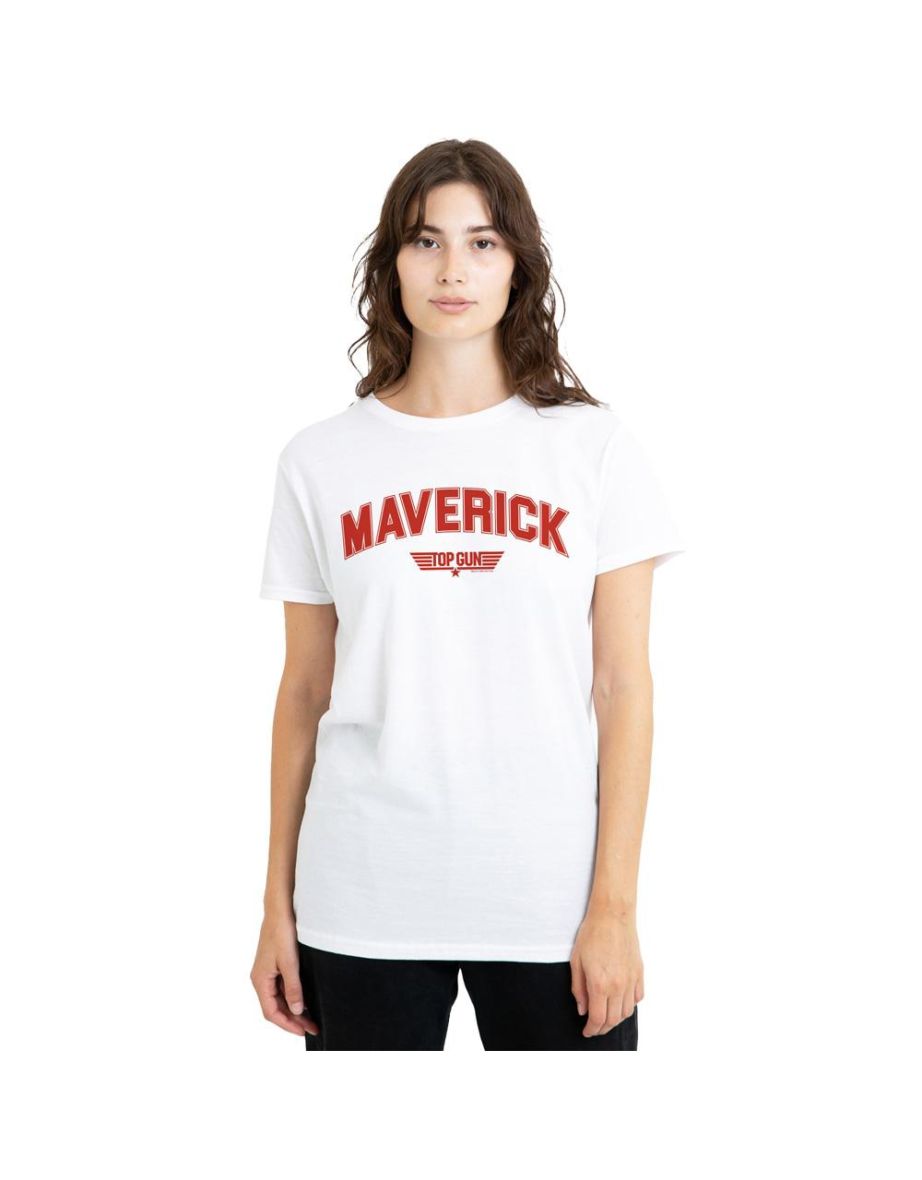 Top Gun Unisex Adult Maverick Varsity T-Shirt - White