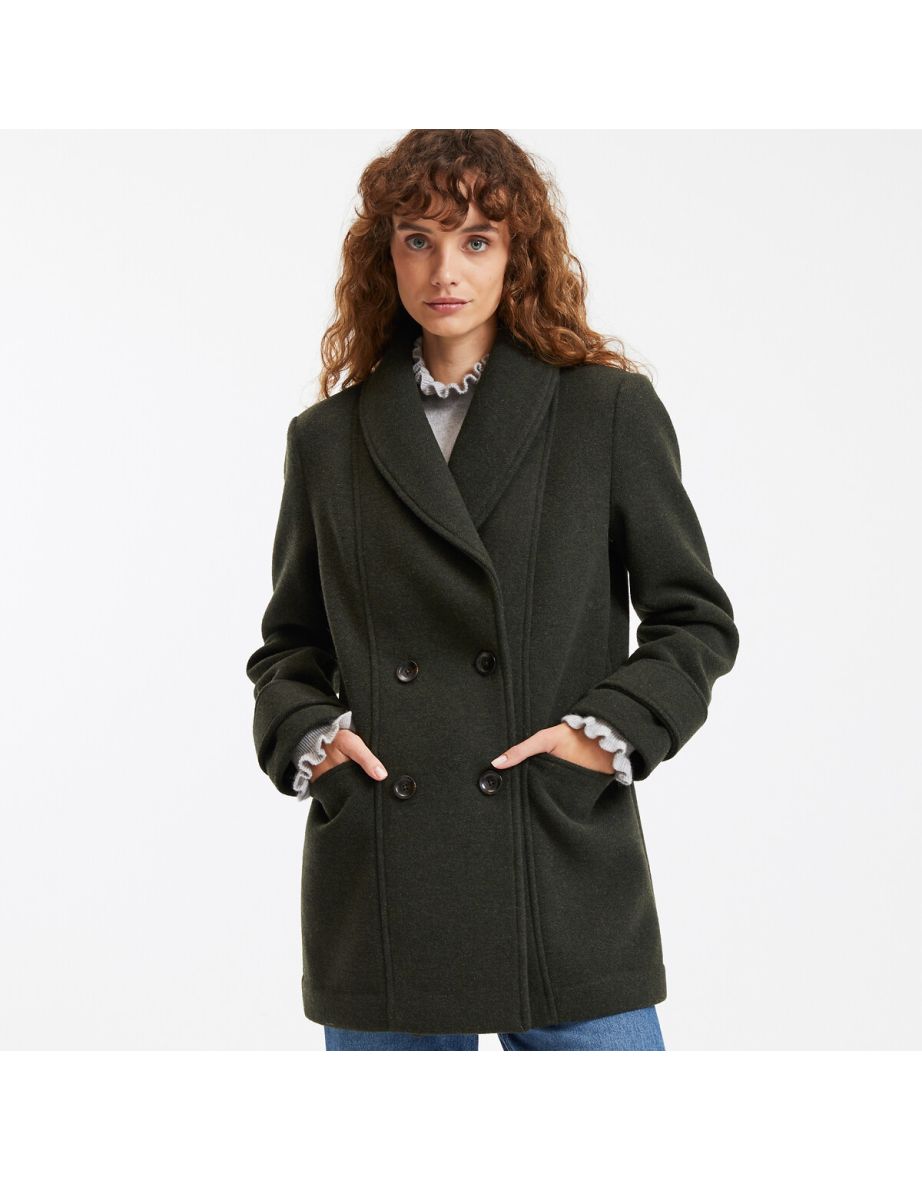 Recycled Winter Pea Coat, Mid-Length with Button Fastening