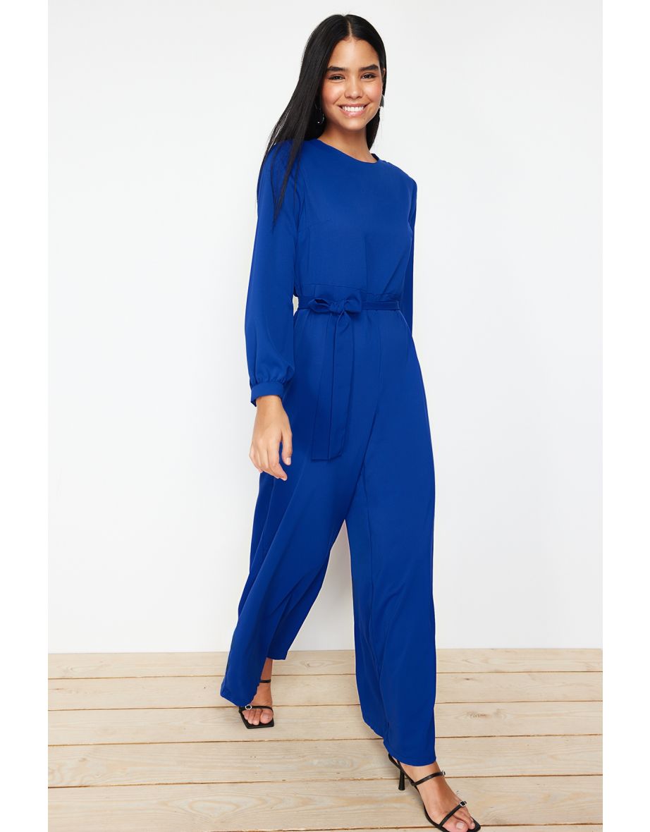 Shop Navy Blue Tasseled Cape Jumpsuit Evening Dress Suit Online in Bahrain VogaCloset