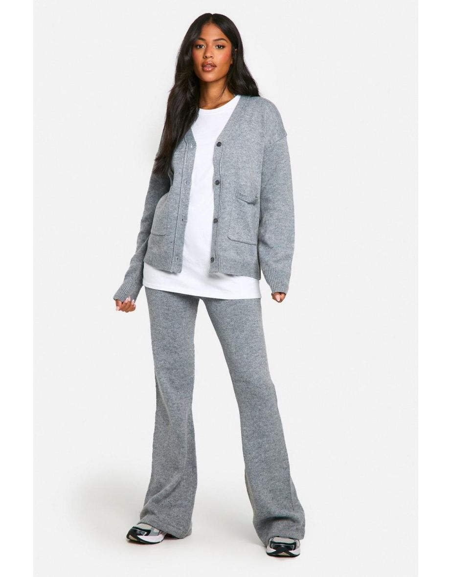 Tall Cardigan And Flare Trouser Co Ord - grey