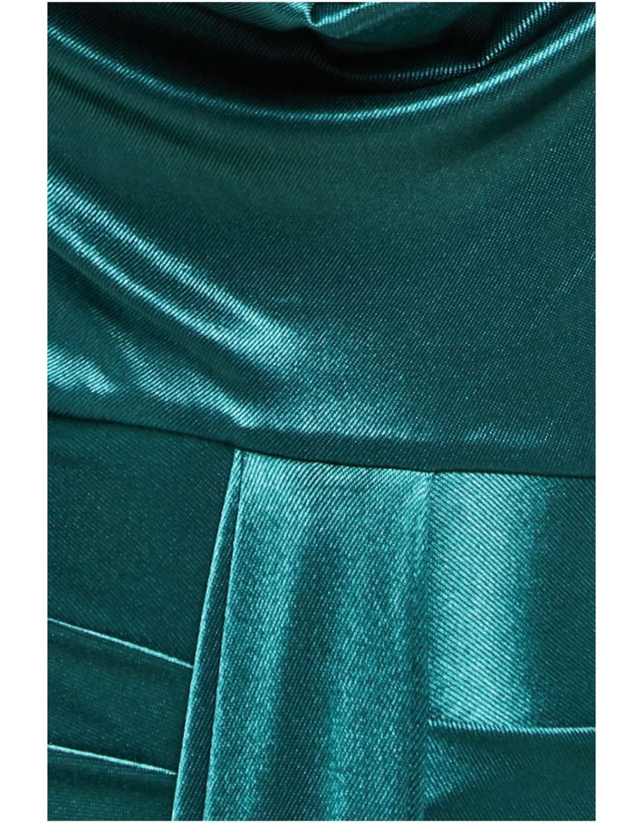 Green Ruched Mermaid Floor Length Dress - 3