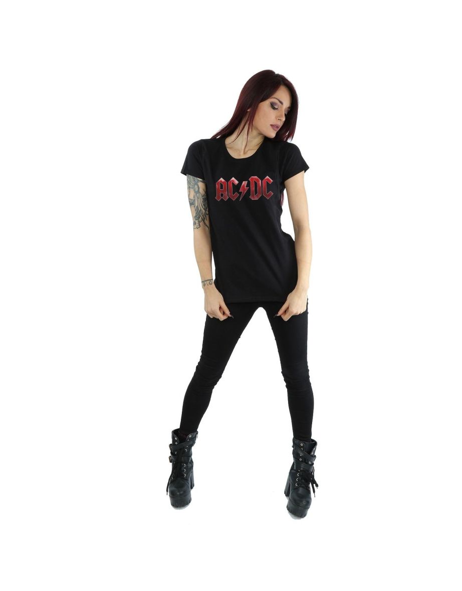 AC/DC Womens/Ladies Red Ice Logo Cotton T-Shirt - Black - 3