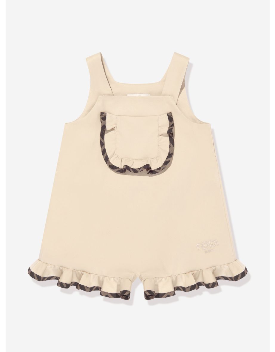Baby Girls Frilly Playsuit in Beige